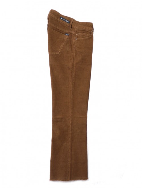 Atelier Cigala's Pantalone Donna Velluto Mod. 119 Bell Bottom Crop Cammello