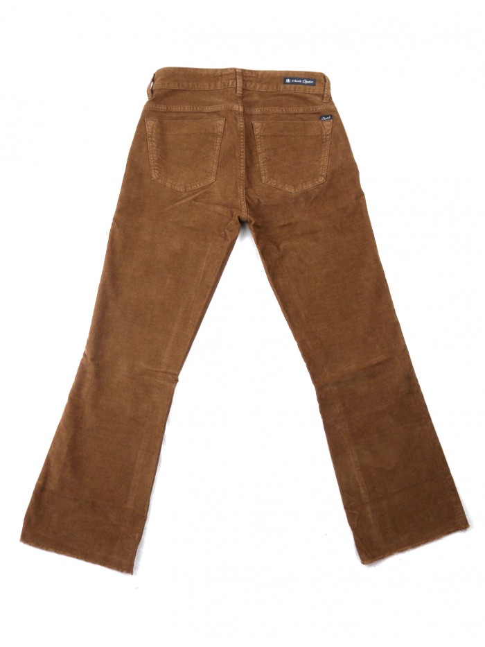 Atelier Cigala's Pantalone Donna Velluto Mod. 119 Bell Bottom Crop Cammello