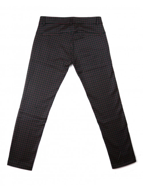 ALYSI Chic Micro Check Wine Women's Trousers
