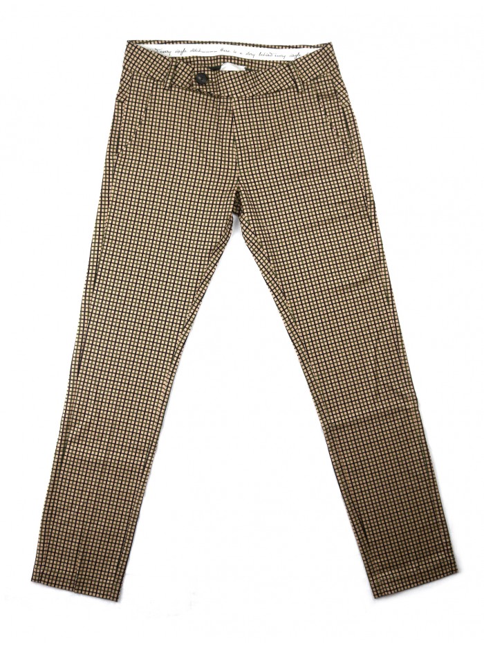 ALYSI Pantalone Donna Chic Micro Check Militare