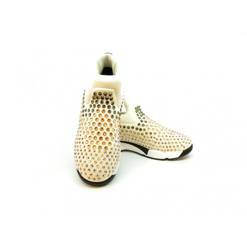 Sneackers Woman Gem Neoprene Strass in technical stretch fabric with multi rhinestones on the upper and rubber sole.