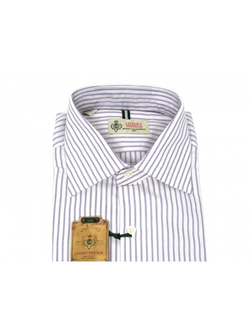 Luigi Borrelli Man shirt Mod. Oxford Slim Stripe Purple