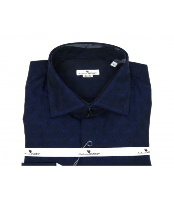 Andrea Bossi Shirt for men Mod. 500 Slim Fit Micro Rombi Blue 2
