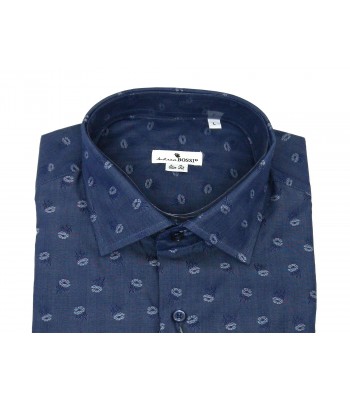 Andrea Bossi Man shirt Mod. 500 Slim Fit Micro Blue Flowers 2