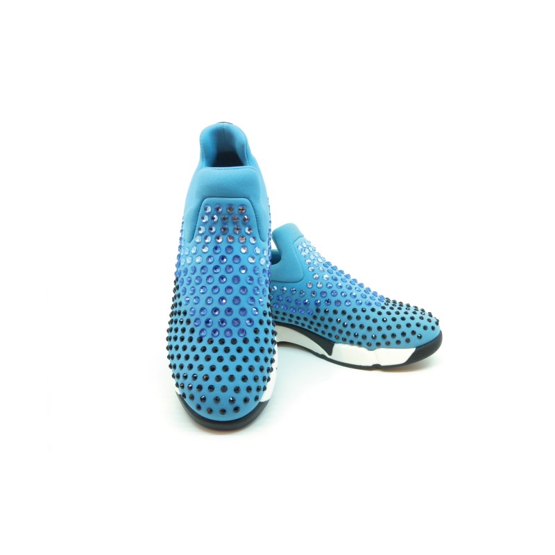 Sneakers Women Gem Neoprene Strass in technical stretch fabric with multi rhinestones on the upper and rubber sole.