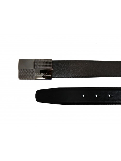 GF Ferrè Men's Belt Double Squared Dark Chrome