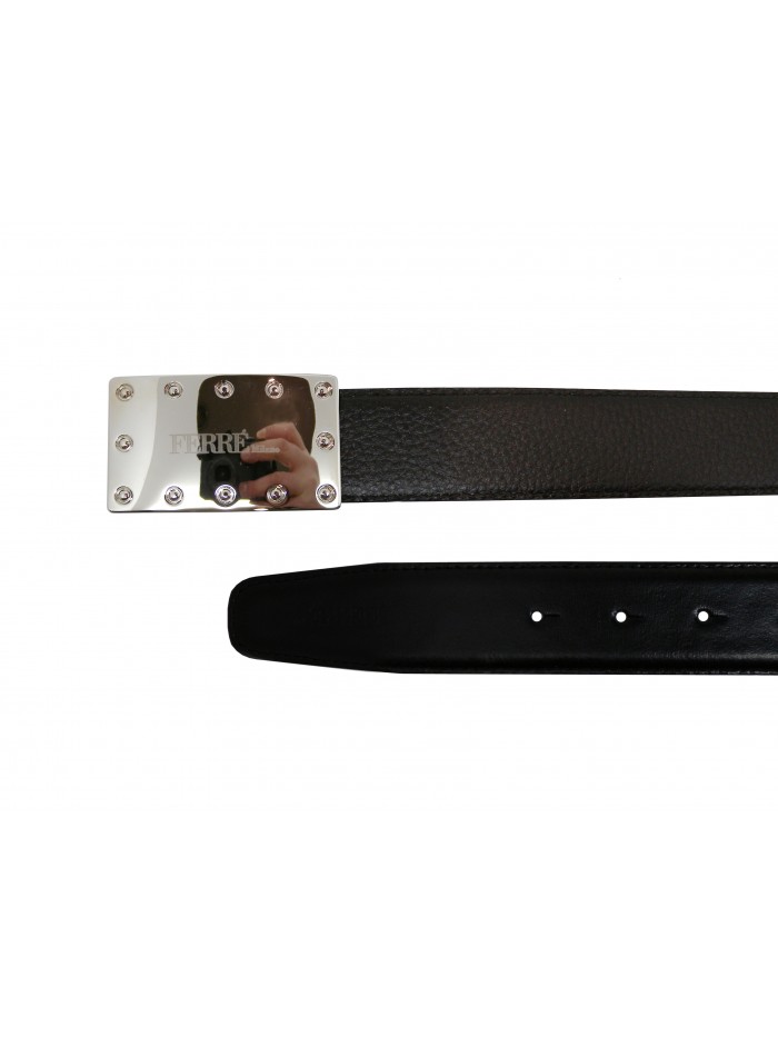 GF Ferrè Man Belt Double Rectangular Chrome GF Ferrè Man Belt Double Rectangular Chrome