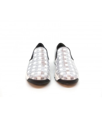 Sneakers Donna Sequins in tessuto ricamato con paillettes decorazione quadrettata suola in gomma comode e casual. 2