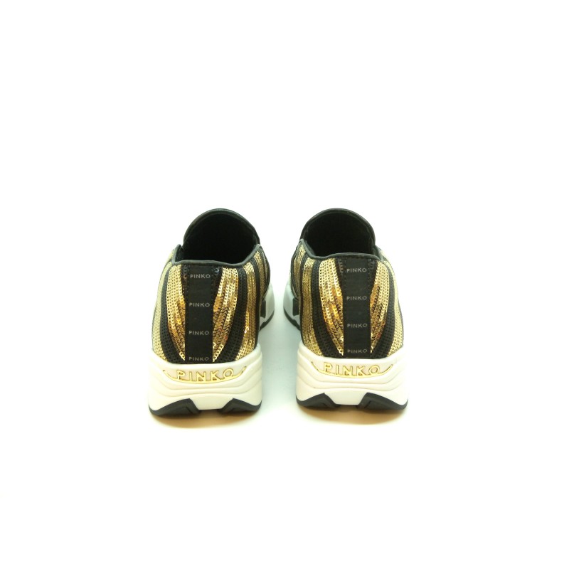 Sneakers Donna Diamante in tessuto ricamato con paillettes decorazione a righe suola in gomma comode e casual.