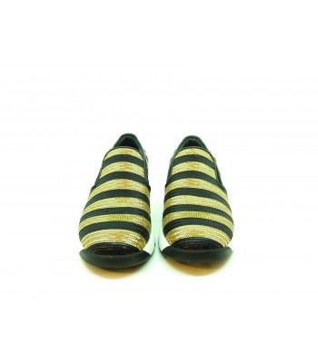 Women's Sneakers Diamante embroidered fabric with sequins striped decoration comfortable and casual rubber sole. 2