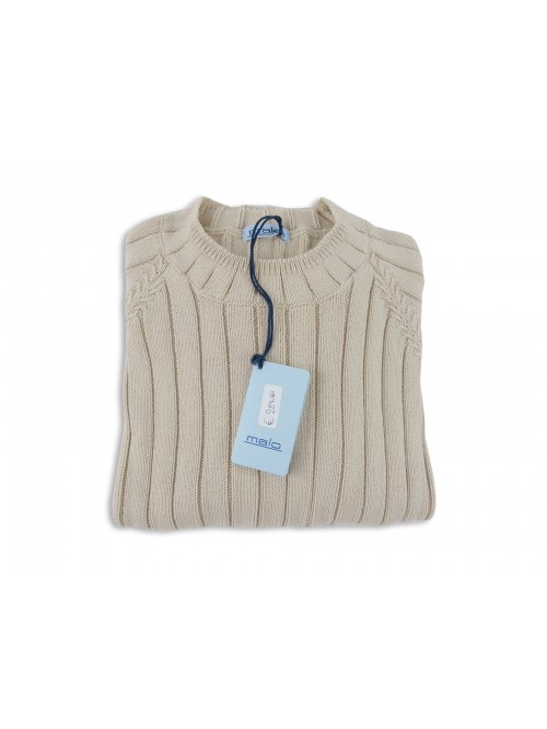 Malo Maglia Donna Mod. Coste Verticali Beige Malo Maglia Donna Mod. Coste Verticali Beige