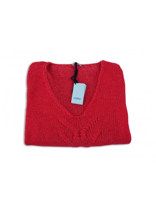 Malo Maglia Donna Mod. collo a V Treccia Malo Maglia Donna Mod. collo a V Treccia