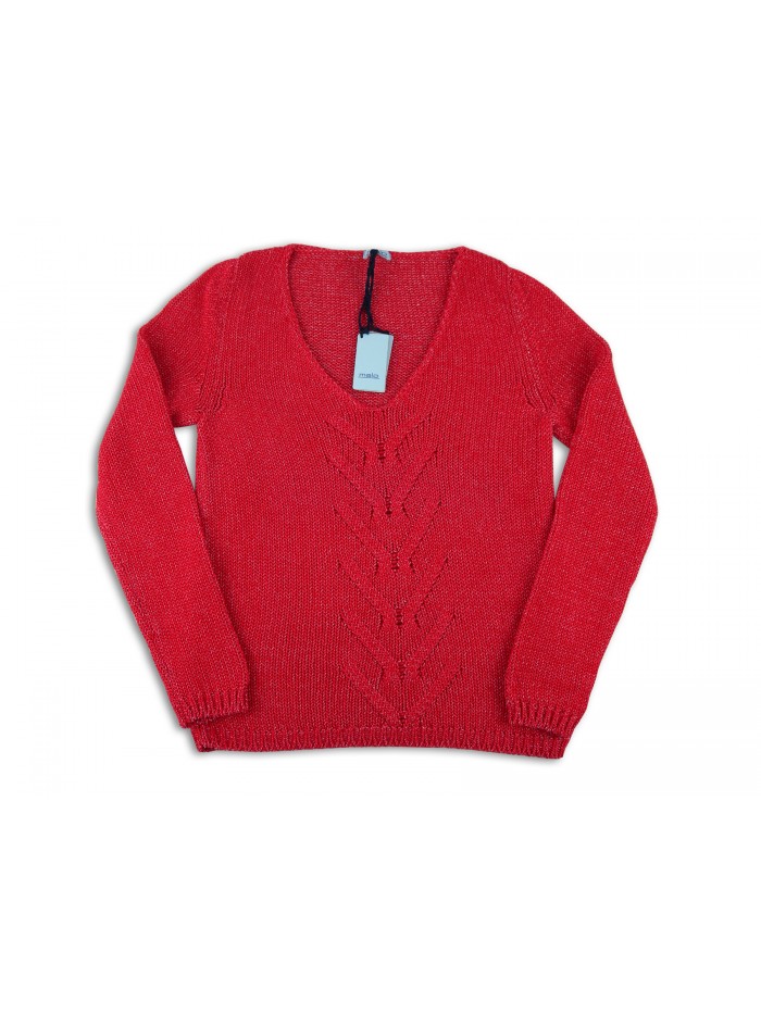 Malo Maglia Donna Mod. collo a V Treccia