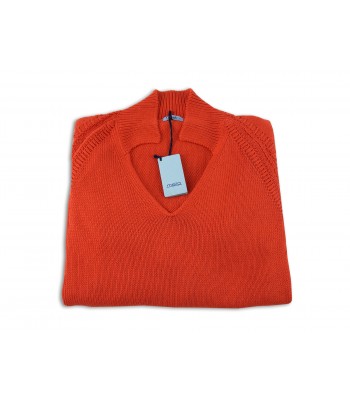 Malo Ladies Shirt Mod. Orange V-neck Polo Shirt