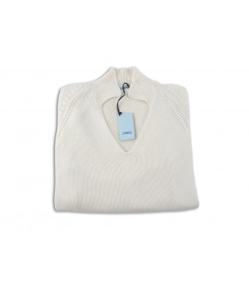Malo Women's Shirt Mod. V-Neck White Milk Polo