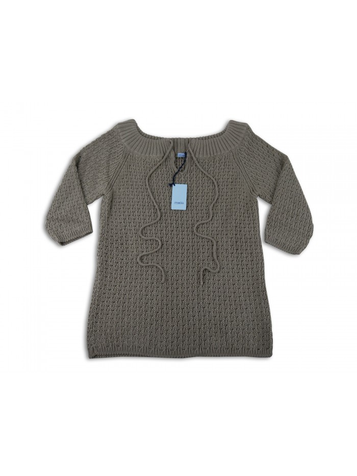 Malo Maglia Donna Mod. Manica corta laccetti Tortora