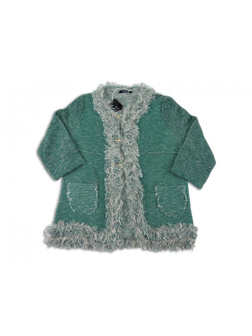 Neera Woman Jacket Mod. Pique Frayed Green Neera Woman Jacket Mod. Pique Frayed Green