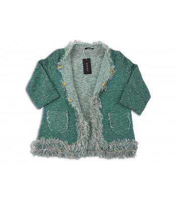 Neera Woman Jacket Mod. Pique Frayed Green 2