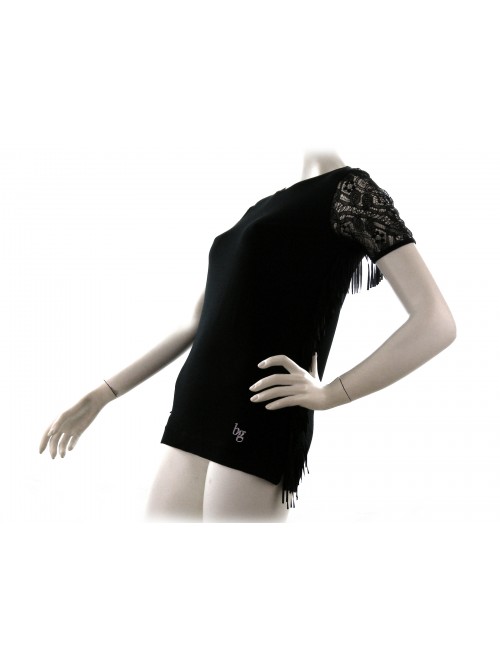 Blugirl Women's Jersey Art. 1612 Black Fringed Lace