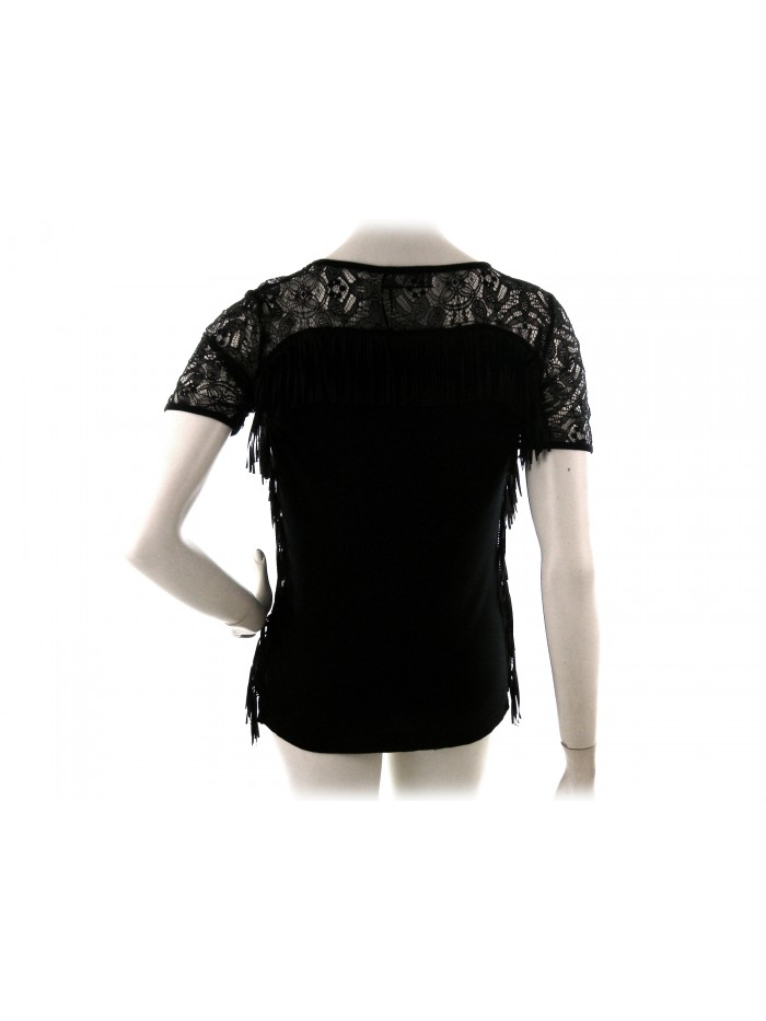 Blugirl Women's Jersey Art. 1612 Black Fringed Lace