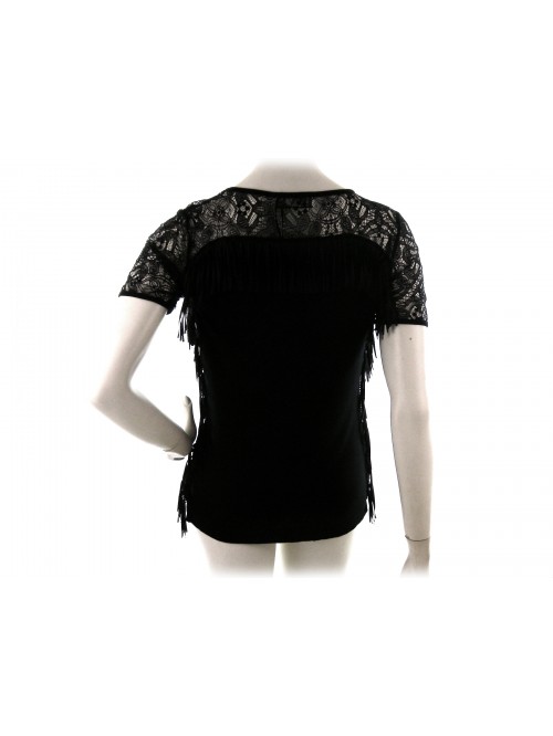 Blugirl Women's Jersey Art. 1612 Black Fringed Lace