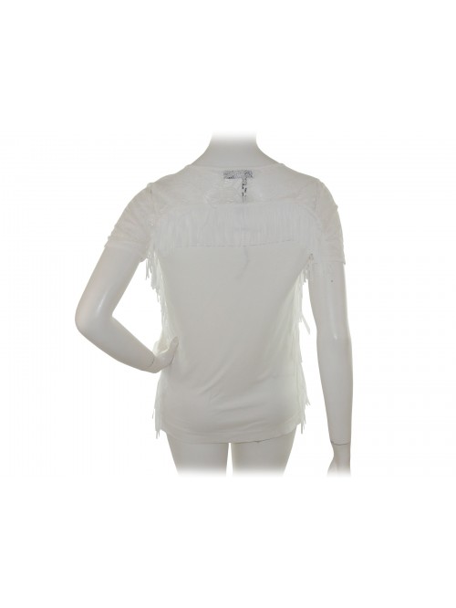 Blugirl Maglia Donna Art. 1612 Pizzo Sfrangiato Bianco