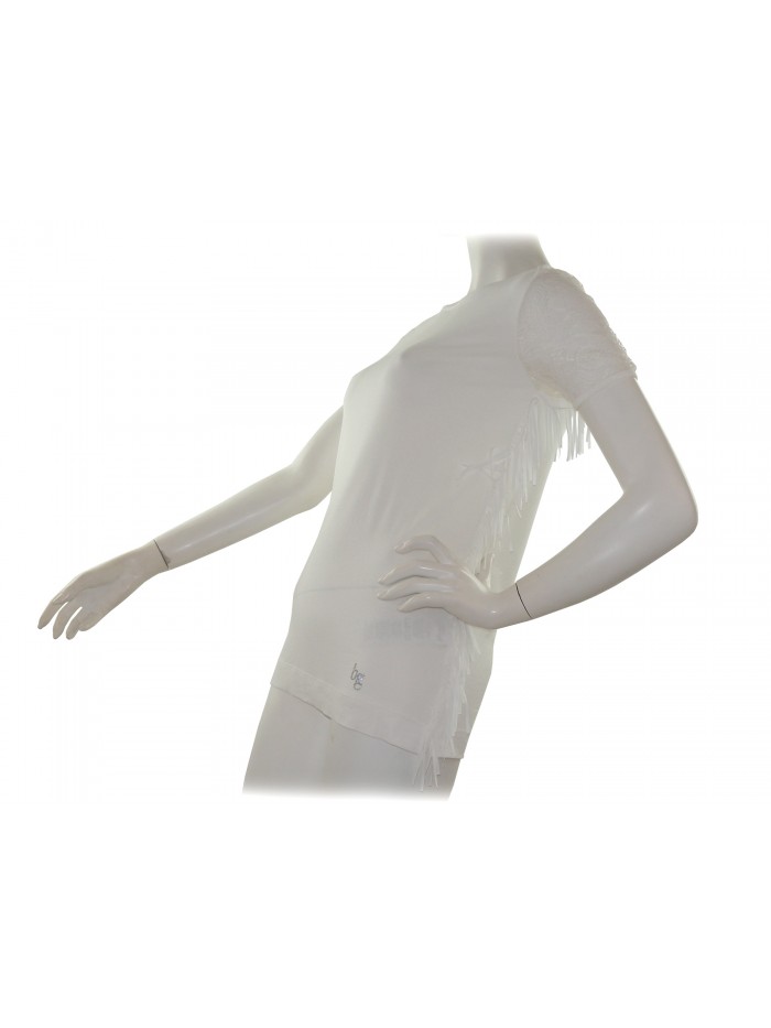Blugirl Maglia Donna Art. 1612 Pizzo Sfrangiato Bianco