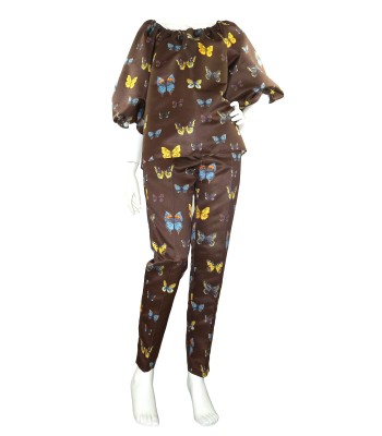 Blugirl Women's Complete Dress Art. 46405/46387 Brown Butterflies