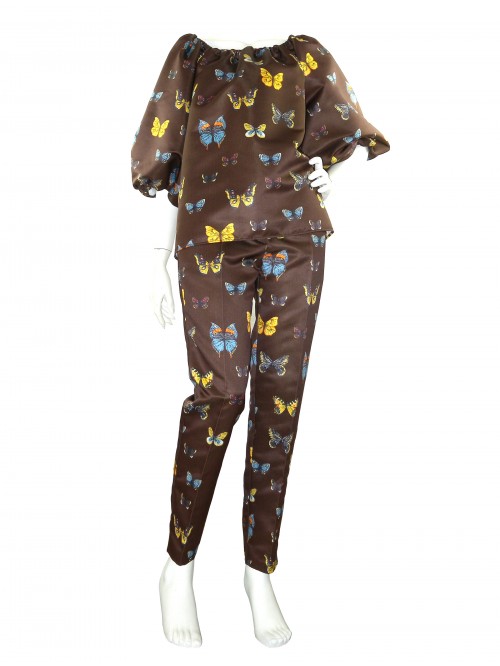 Blugirl Vestito Completo Donna Art. 46405/46387 Farfalle Brown Blugirl Vestito Completo Donna Art. 46405/46387 Farfalle Brown