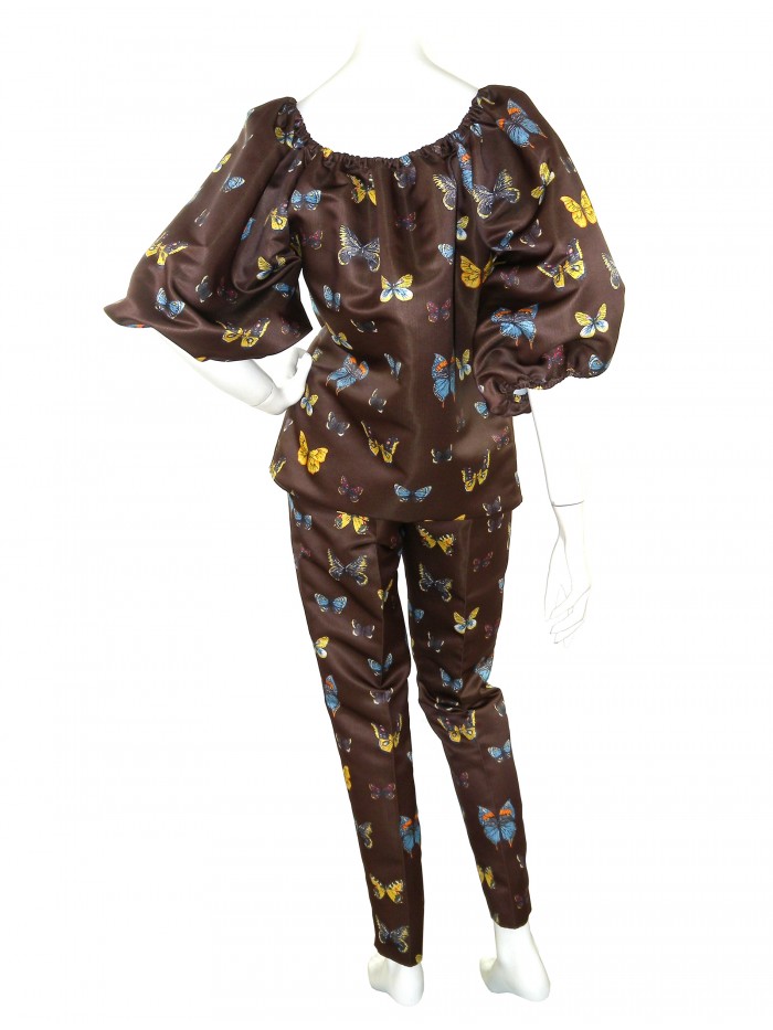 Blugirl Women's Complete Dress Art. 46405/46387 Brown Butterflies