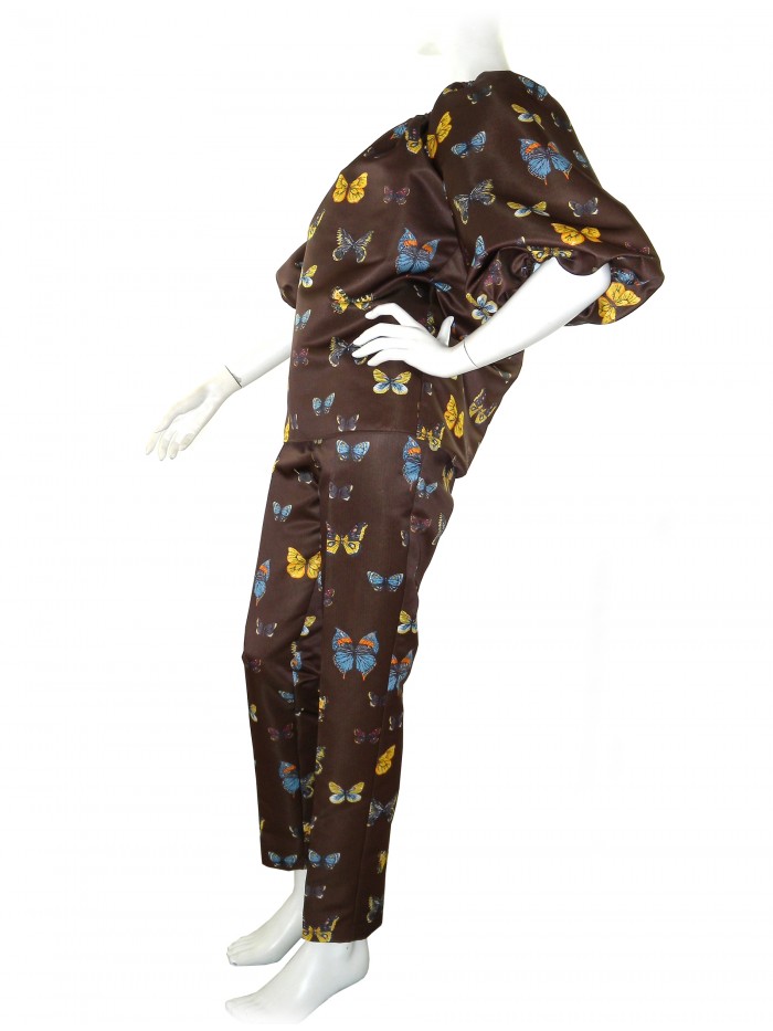 Blugirl Women's Complete Dress Art. 46405/46387 Brown Butterflies