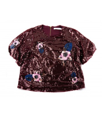 Paperlace Maglia Donna Total Pailletes Wine