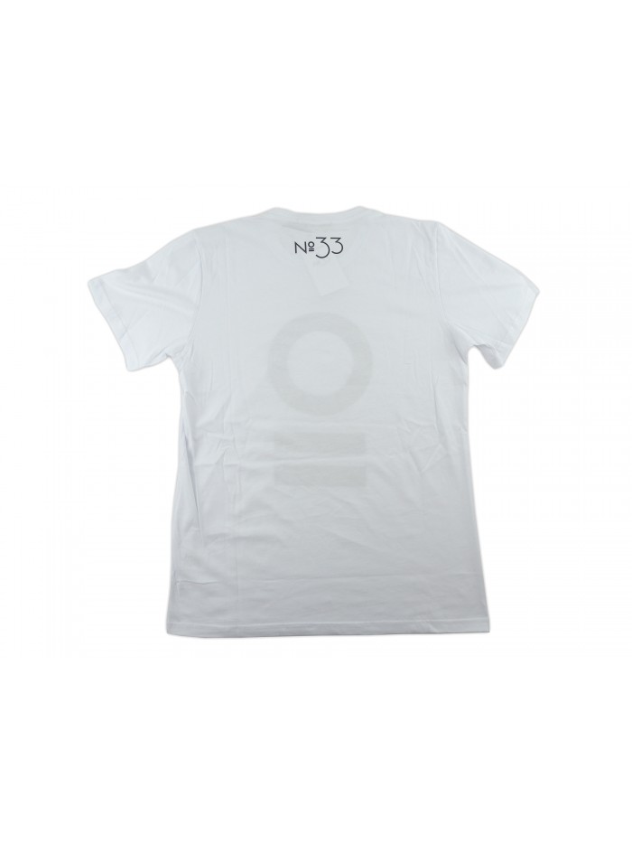 Zeusedera T-Shirt Donna Stampa Cerchio Righe Bianco