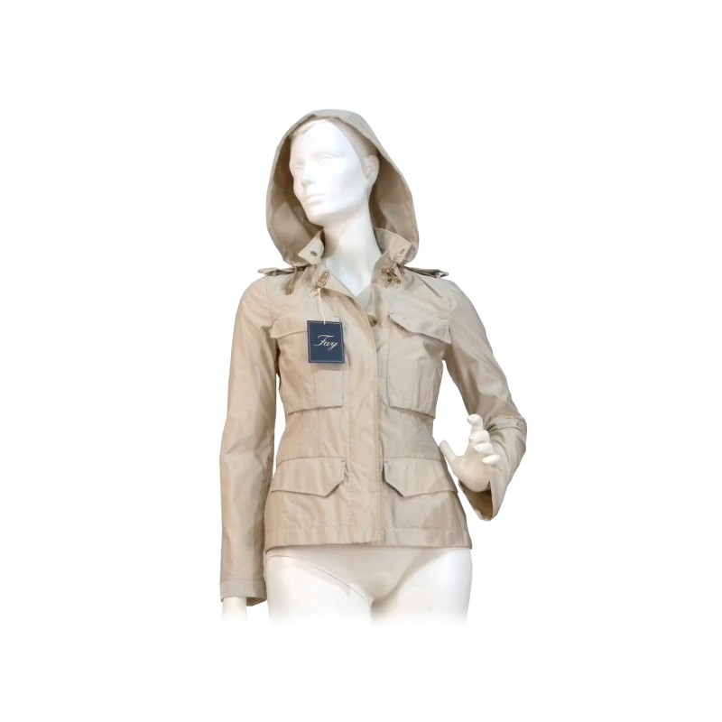 Women's 4-pocket jacket with concealed buttons. Detachable hood Women's 4-pocket jacket with concealed buttons. Detachable hood