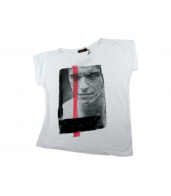 Zeusedera T-Shirt Donna Art. E18-2045 Stampa Uomo Bianco