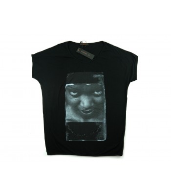 Zeusedera T-Shirt Donna Art. E18-2044 Stampa Donna Nero