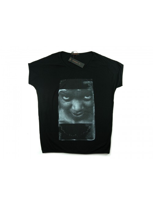 Zeusedera T-Shirt Donna Art. E18-2044 Stampa Donna Nero