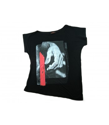 Zeusedera T-Shirt Donna Art. E18-2046 Stampa Mano Nero