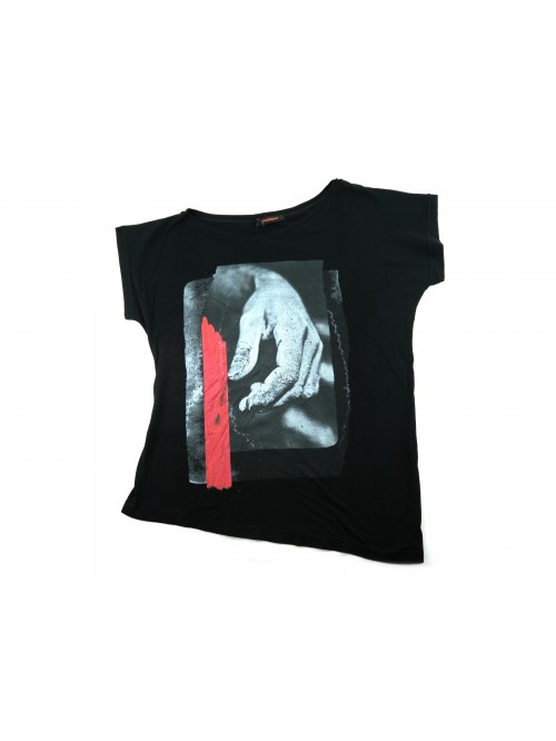 Zeusedera Women's T-Shirt Art. E18-2046 Black Hand Print