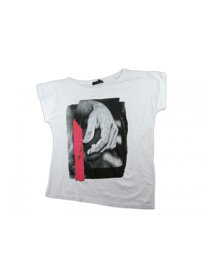 Zeusedera T-Shirt Donna Art. E18-2046 Stampa Mano Bianco