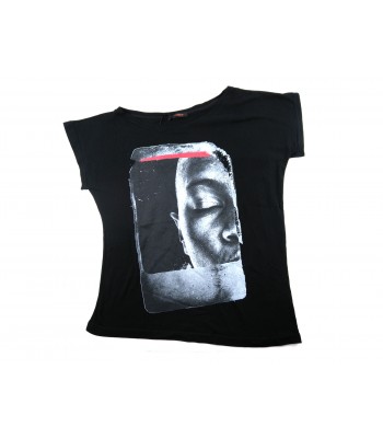 Zeusedera T-Shirt Donna Art. E18-2047 Stampa Face Nero