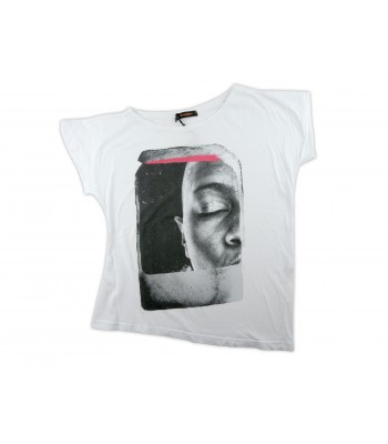 Zeusedera T-Shirt Donna Art. E18-2047 Stampa Face Bianco