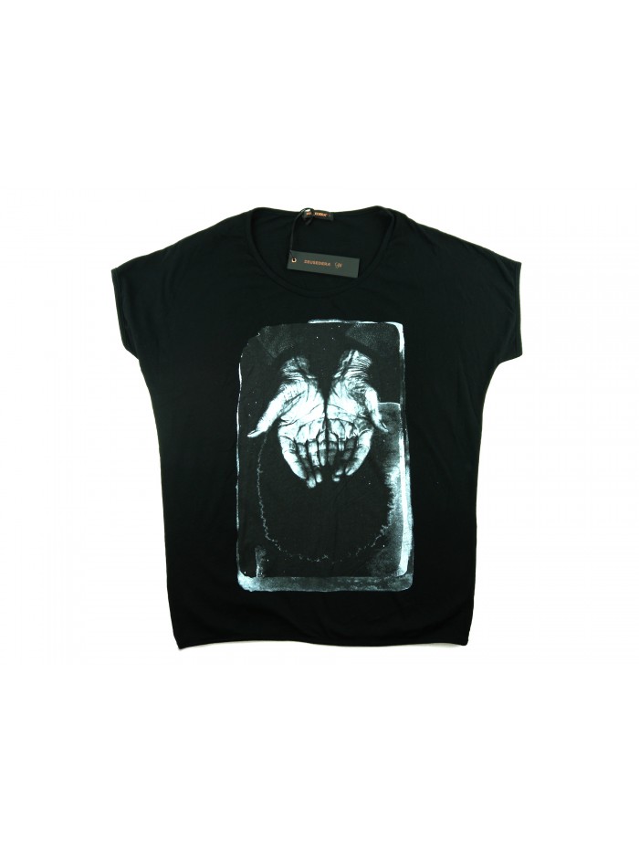 Zeusedera T-Shirt Donna Art. E18-2043 Stampa Mani Nero Zeusedera T-Shirt Donna Art. E18-2043 Stampa Mani Nero
