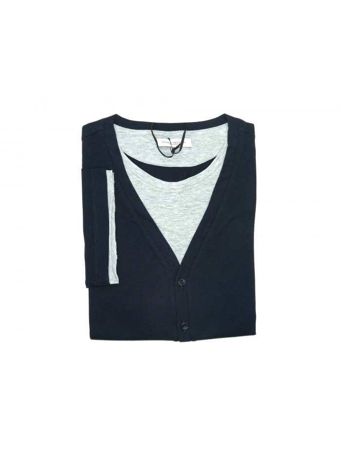 Paolo Pecora Maglia Uomo 5D Bottoni Notte/Grigio