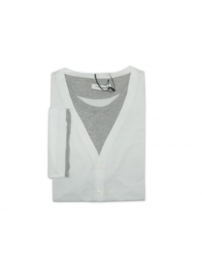 Paolo Pecora Man 5D Shirt White / Gray Buttons Paolo Pecora Man 5D Shirt White / Gray Buttons