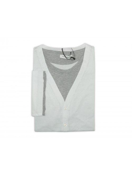 Paolo Pecora Man 5D Shirt White / Gray Buttons Paolo Pecora Man 5D Shirt White / Gray Buttons