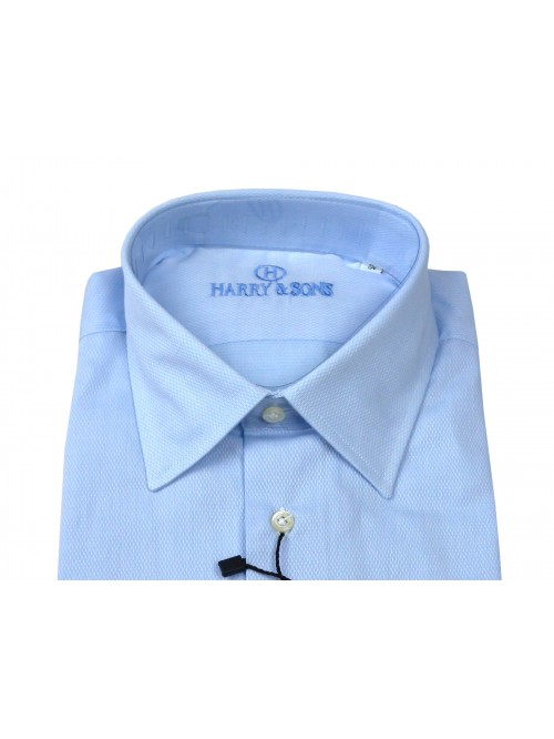 Harry & Sons Camicia Uomo Art. 67307 Trama Celeste
