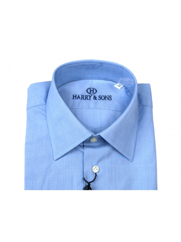 Harry & Sons Camicia Uomo Art. 808 Fil a Fil Celeste