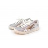 Women's shoes Sneakers with side sequins and silver glitter on round tip, rubber sole.