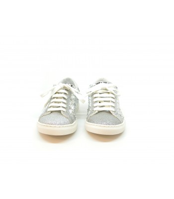 Women's shoes Sneakers with side sequins and silver glitter on round tip, rubber sole. 2